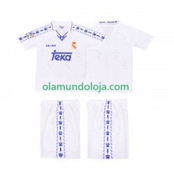 Camisola Real Madrid 1996-1997 Retro Criança Equipamento Primeiro Manga Curta